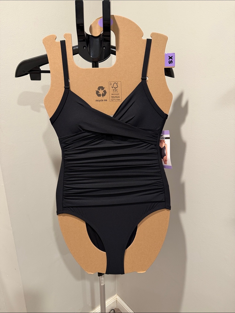 DKNY Sleek Black Scoop-Back One-Piece Swimsuit